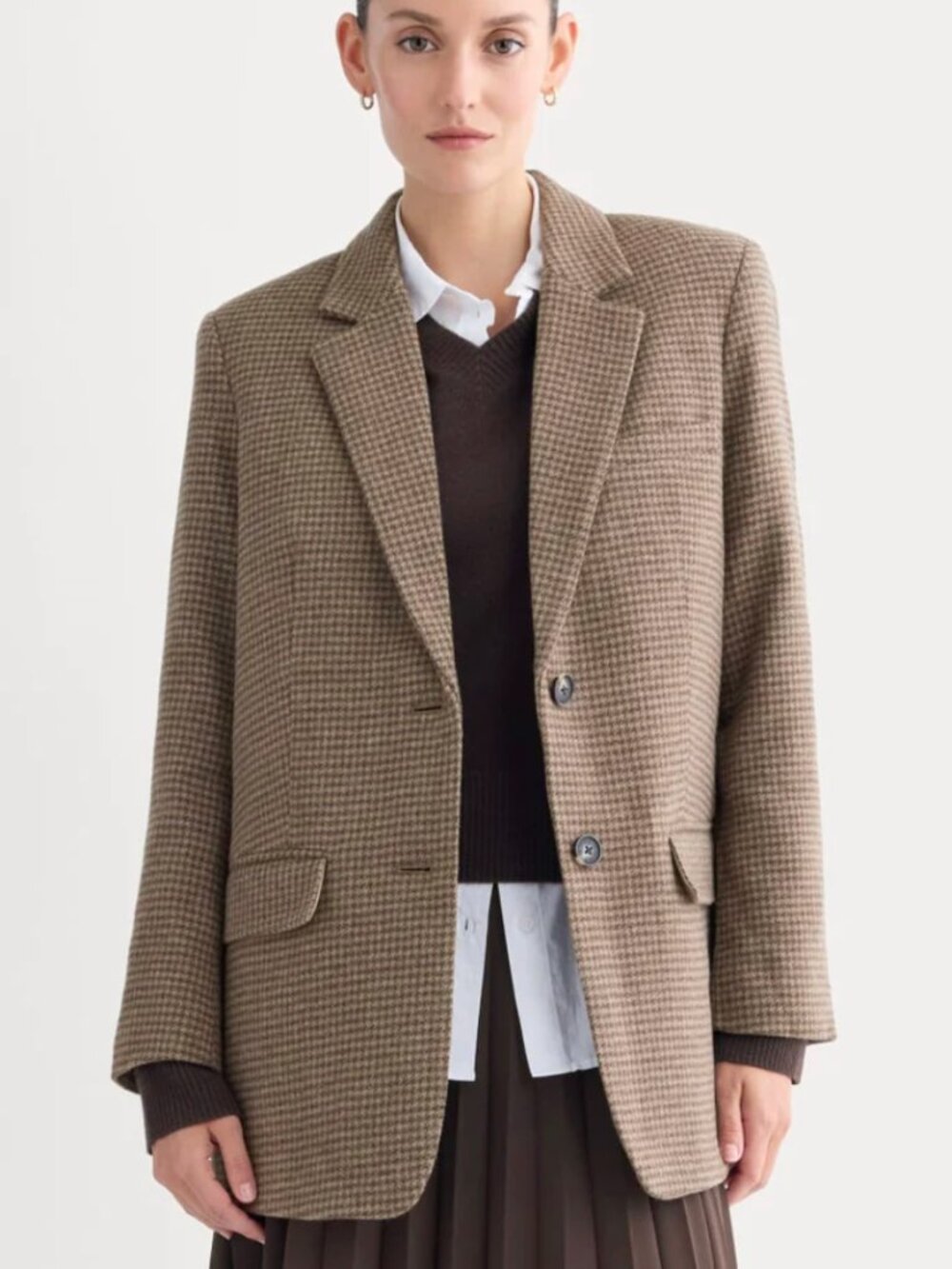 Everlane Oversized Wool Blazer | Houndstooth | Size 12 | NWT